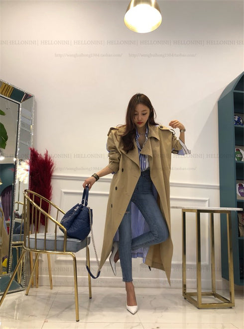 Lapel tie striped trench coat - ROUTINE FASHION